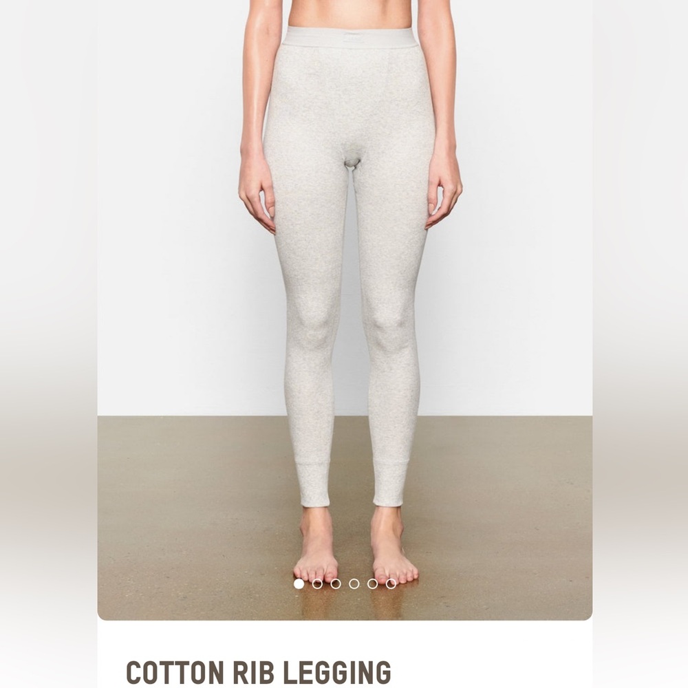 Skims cotton rib leggings in light heather gray